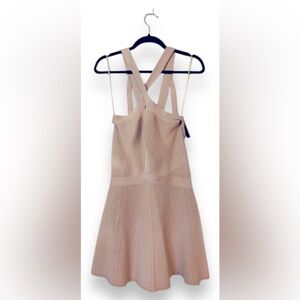 NWT Guess fit and flare cross cross halter skater dress color is champagne gold​